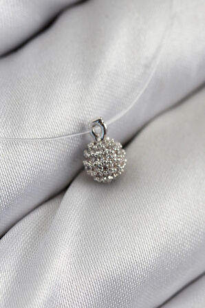 HEYF Misineli Topcuk Model Gümüş Renk Hayalet Kolye