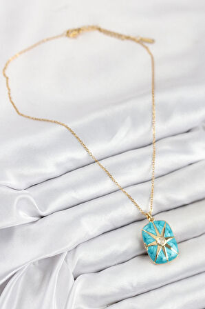 HEYF 316L Çelik Zirkon Taşlı Açılabilr Kapaklı Kutup Yıldzı Model Gold Renk Kadın Kolye