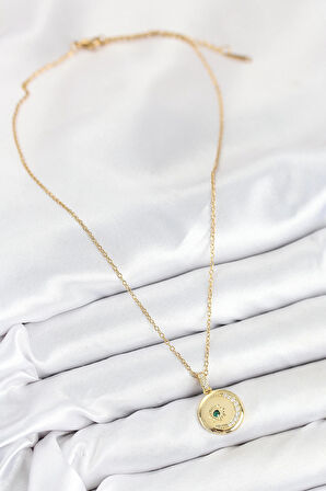 HEYF 316L Çelik Zirkon Taşlı Ay Ve Güneş Model Gold Renk Kadın Kolye