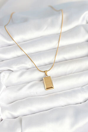 HEYF 316L Çelik Gold Renk Külçe Altın Model Kolye