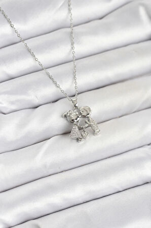 HEYF 316L Çelik Zincir Gümüş Renk Erkek Kız Model Kadın Kolye