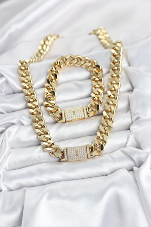 HEYF Xuping Gurmet Gold Renk Kolye ve Bileklik Seti
