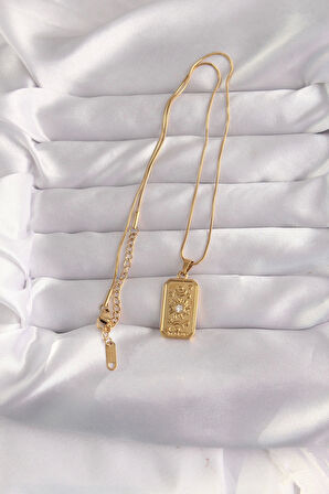 HEYF 316L Çelik Gold Renk Zirkon Taşlı Aksesuarlı Vintage Kolye