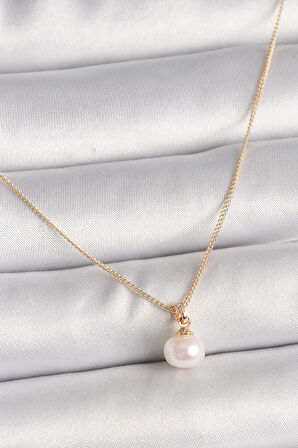 HEYF Pirinç Gold Renk İnci Model Kadın Kolye