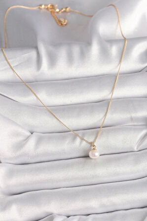 HEYF Pirinç Gold Renk İnci Model Kadın Kolye