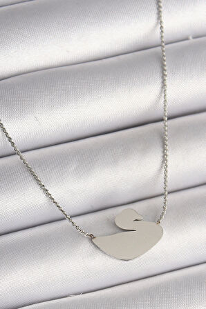 HEYF 316L Çelik Gümüş Renk Zincir Kuğu Model Kadın Kolye