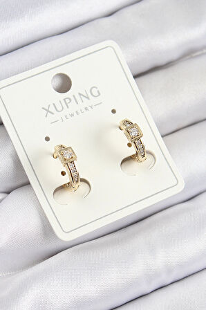 HEYF Xuping Zirkon Taşlı Kemer Model Gold Renk Kadın Küpe