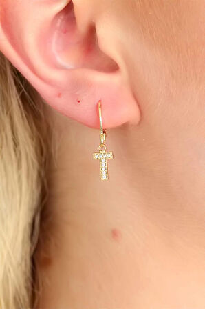 HEYF T Harf kadin Küpe