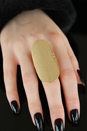 HEYF Gold Renk Elips Bayan Ayarlamalı Yüzük