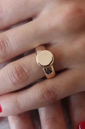 HEYF Gold Renk Daire Model Kadın Yüzük