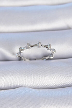 HEYF Pirinç Gümüş Renk Zirkon Taşlı Kadın Yüzük