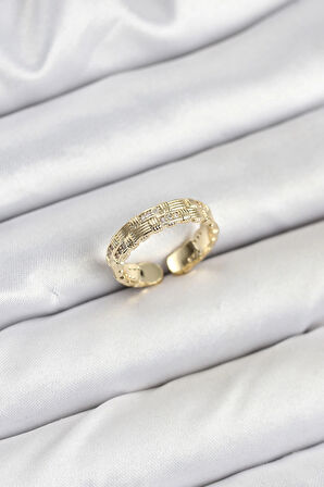 HEYF Pirinç Gold Renk Zirkon Taşlı Sırım Kadın Yüzük