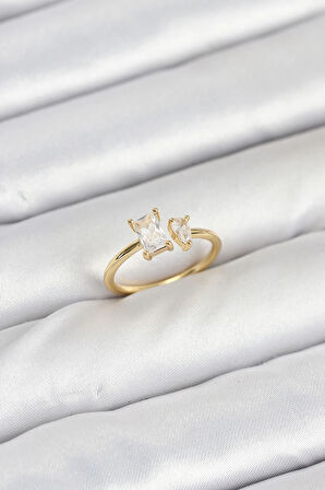 HEYF Pirinç Gold Renk Zirkon Taşlı Kadın Yüzük