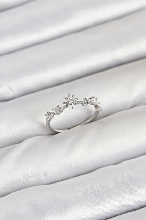 HEYF Pirinç Gümüş Renk Manifest Kadın Yüzük