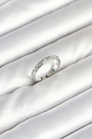 HEYF Pirinç Gümüş Renk Zirkon Taşlı Kadın Yüzük