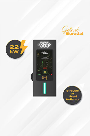 E 365 AC Duvar Tip 10 İnç Ekranlı MID Sayaçlı Tek Soketli RFID 22kW Şarj İstasyonu