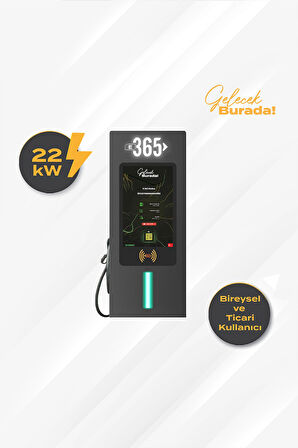E 365 AC Duvar Tip 10 İnç Ekranlı MID Sayaçlı Tek Kablolu RFID 22kW Şarj İstasyonu