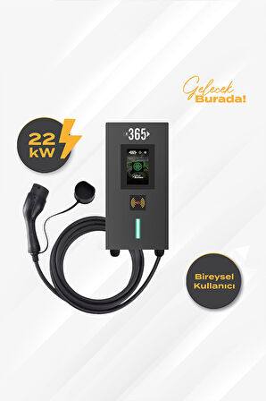E 365 AC Mini Tip 4.3 İnç Ekranlı Tek Kablolu RFID 22kW Şarj İstasyonu