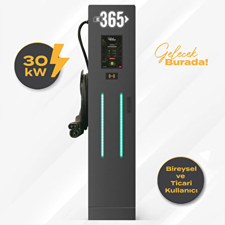 E 365 DC Dikili Tip 10 İnç Ekranlı Acrel Sayaçlı Tek Kablolu RFID 30kW Şarj İstasyonu (Bireysel ve Ticari Kullanıcı)