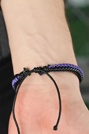 HEYF Mor Deri Erkek Bileklik