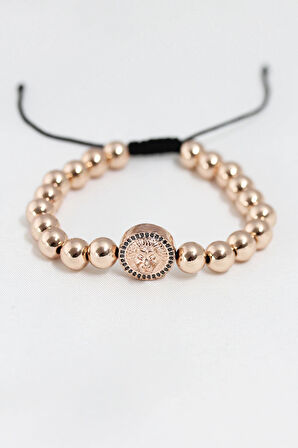 HEYF Rose Renk Çelik Zirkon Objeli Asansörlü Bileklik