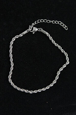 HEYF 316L Çelik Burgu Model Gümüş Renk Erkek Bileklik