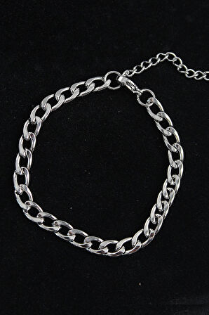 HEYF 316L Çelik Kalın Klasik Model Gümüş Renk Erkek Bileklik