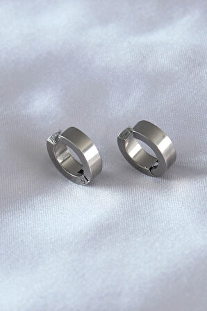 HEYF 316L Çelik Gümüş Renk Sıkıştırmalı Erkek Küpe