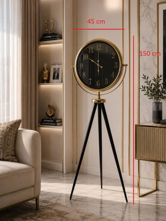 Gold Elite Aynalı Tripod 150 x 45 Cm Ayaklı Saat iegxx