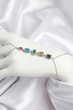 HEYF Pirinç Renkli Zirkon Taşlı Model Gümüş Renk Şahmeran