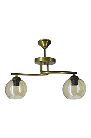 Fuji Eskitme 2'li Bal Camlı Avize | Kaliteli Modern Metal Avize