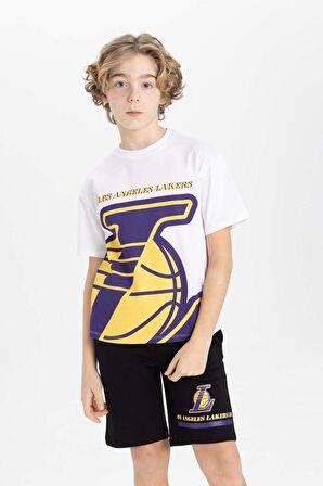 DeFacto Erkek Çocuk NBA Los Angeles Lakers Oversize Fit Bisiklet Yaka Kısa Kollu Tişört C0388A824SMWT34