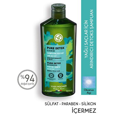 Yves Rocher Yağlı Saçlar İçin (Pure Detox) Arındırıcı Şampuan - Sülfatsız & Vegan-300 ml