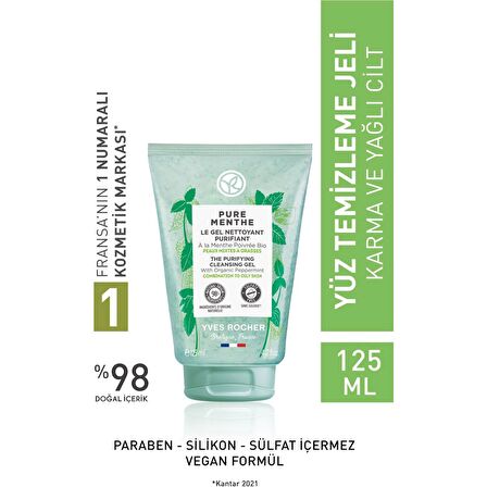 Yves Rocher Karma Ve Yağlı Ciltler Için Pure Menthe Prebiyotik Yüz Yıkama Jeli-125 ml