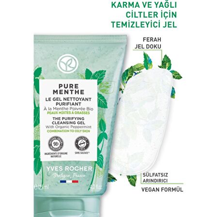 Yves Rocher Karma Ve Yağlı Ciltler Için Pure Menthe Prebiyotik Yüz Yıkama Jeli-125 ml