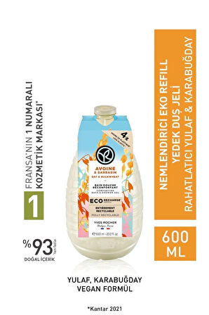 Nemlendirici Duş Jeli - Rahatlatıcı Yulaf Karabuğday 600 ml + Isana Men Duş Jeli 3 in 1 Fresh 300 ml