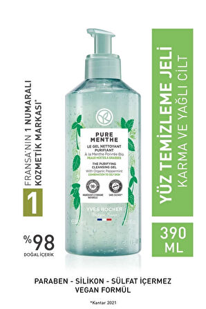 Pure Menthe Prebiyotik Yüz Yıkama Jeli-390 ml / Şampuan Masaj Fırçası Hediyeli