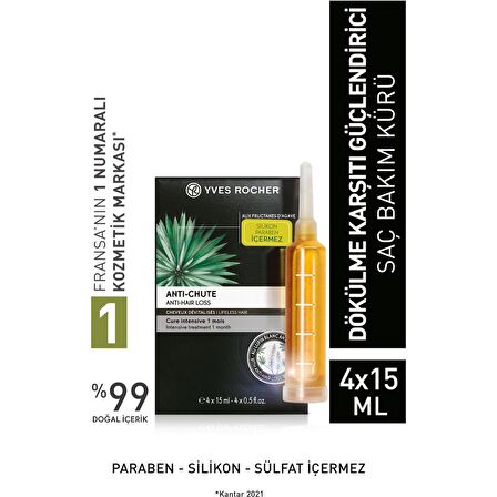 Yves Rocher Saç Oluşumunu Destekleyen ve Dökülmeyi Engelleyen Saç Bakım Kürü - 4x15 ml