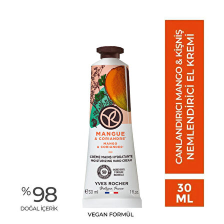 Yves Rocher Mangue Canlandırıcı Mango Kişniş Nemlendirici El Kremi 30 ml