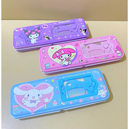 Kawaii Sanrio Kuromi Cinnamoroll Pom Pom Purin My Melody Metal Kalemlik Kalem Kutusu