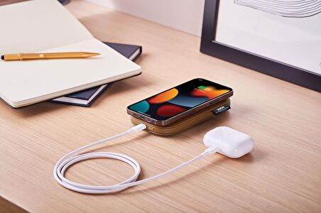 Lexon Softpower Wirelessbank Kablosuz Şarj Cihazı & Powerbank - Kahverengi