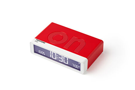 Lexon x Pantone Flip Klasik Şarj Edilebilir Alarm Saat Kırmızı