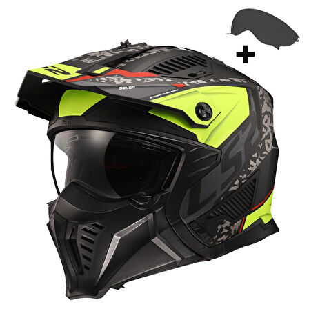 LS2 DRIFTER DEVOR MAT SİYAH-NEON SARI KASK