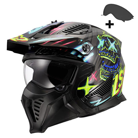 LS2 DRIFTER RAYZ SİYAH-MAVİ KASK