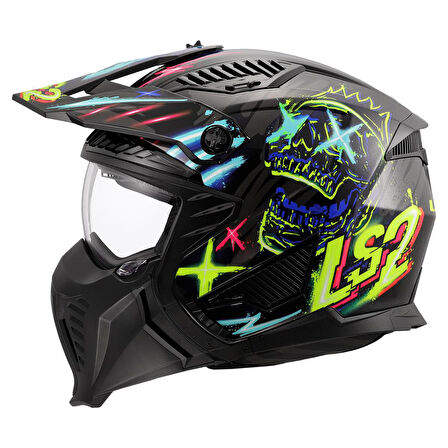 LS2 DRIFTER RAYZ SİYAH-MAVİ KASK