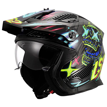 LS2 DRIFTER RAYZ SİYAH-MAVİ KASK