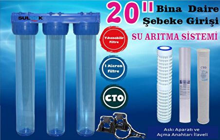 Sulook 20 Inç Daire,bina,fabrikaşebeke Girişi Su Arıtma Sistemi Tortu, Klor Temizleme Seti