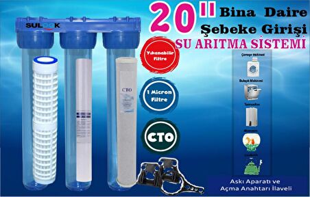 Sulook 20 Inç Daire,bina,fabrikaşebeke Girişi Su Arıtma Sistemi Tortu, Klor Temizleme Seti