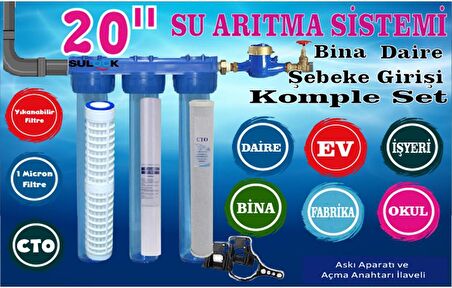 Sulook 20 Inç Daire,bina,fabrikaşebeke Girişi Su Arıtma Sistemi Tortu, Klor Temizleme Seti