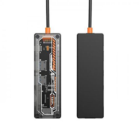 Coofbe Şeffaf 6in1 PD 100W Type-c Dönüştürücü Hub Type-c To 4K HDMI USB3.0 USB2.0 SD TF Dönüştürücü